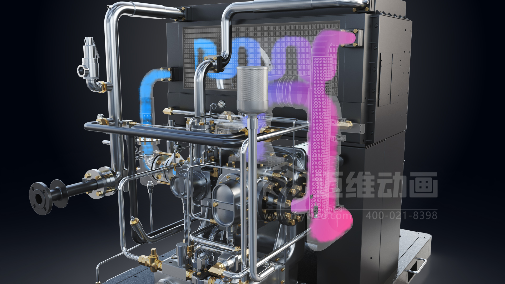 無油螺桿空壓機(jī)三維動(dòng)畫展示(圖4)