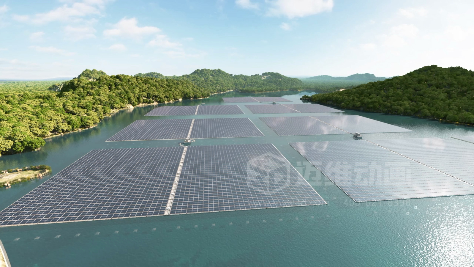 漂浮式光伏支架產(chǎn)品三維動畫展示(圖1) 漂浮式光伏支架產(chǎn)品三維動畫展示(圖1)